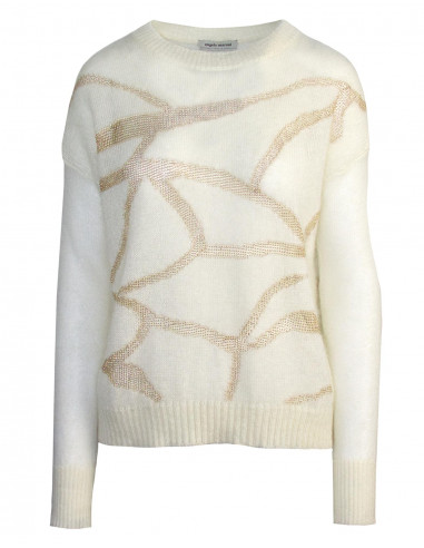 LUREX INTARSIA BOAT NECK JUMPER